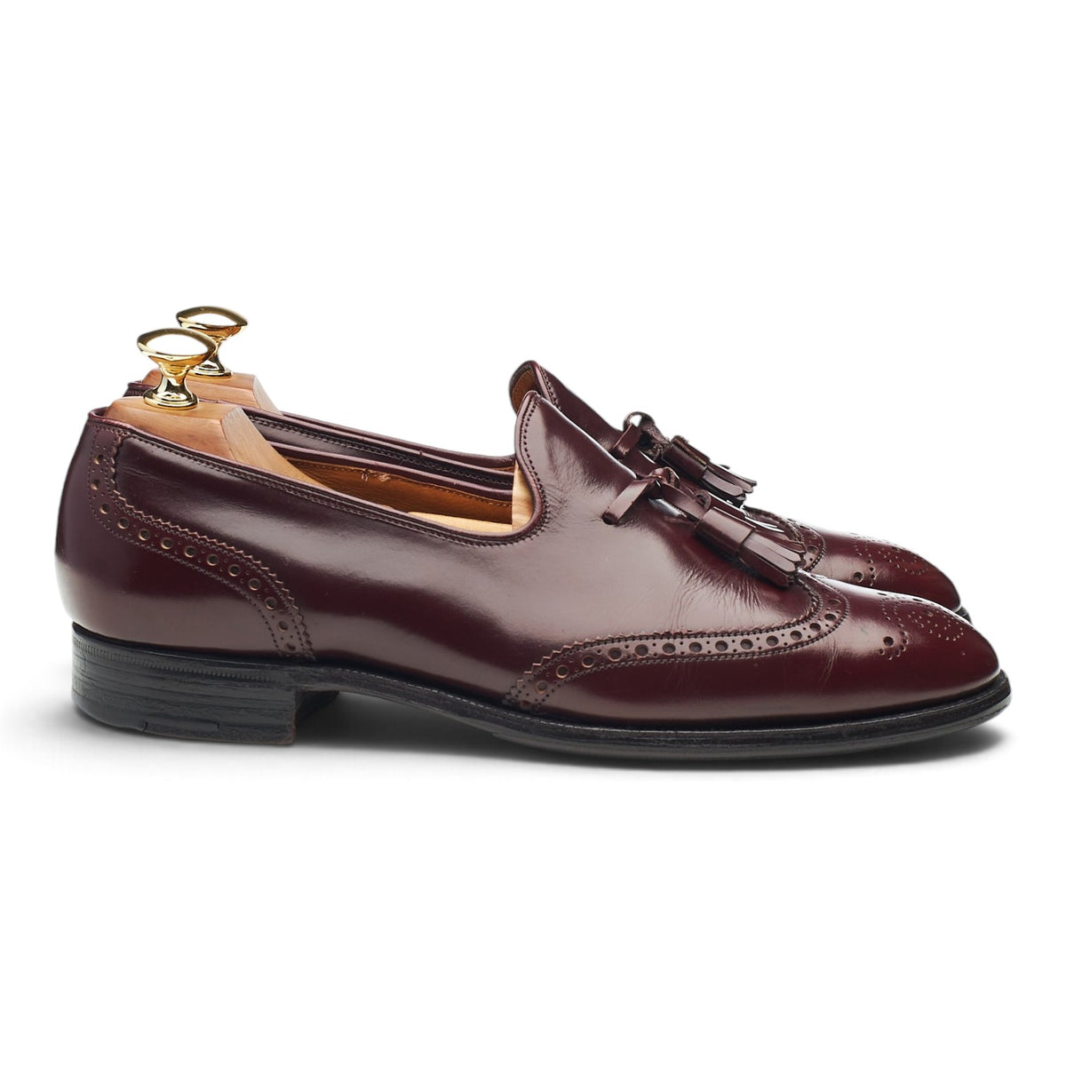 'Madison' Burgundy Leather Brogue Tassel Loafers UK 6.5 F