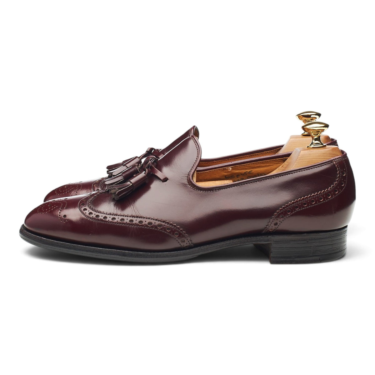 'Madison' Burgundy Leather Brogue Tassel Loafers UK 6.5 F
