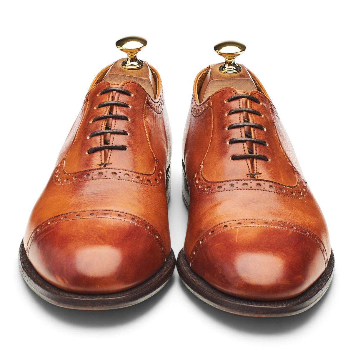 'Cologne' Tan Brown Leather Oxford Brogues UK 6.5 F