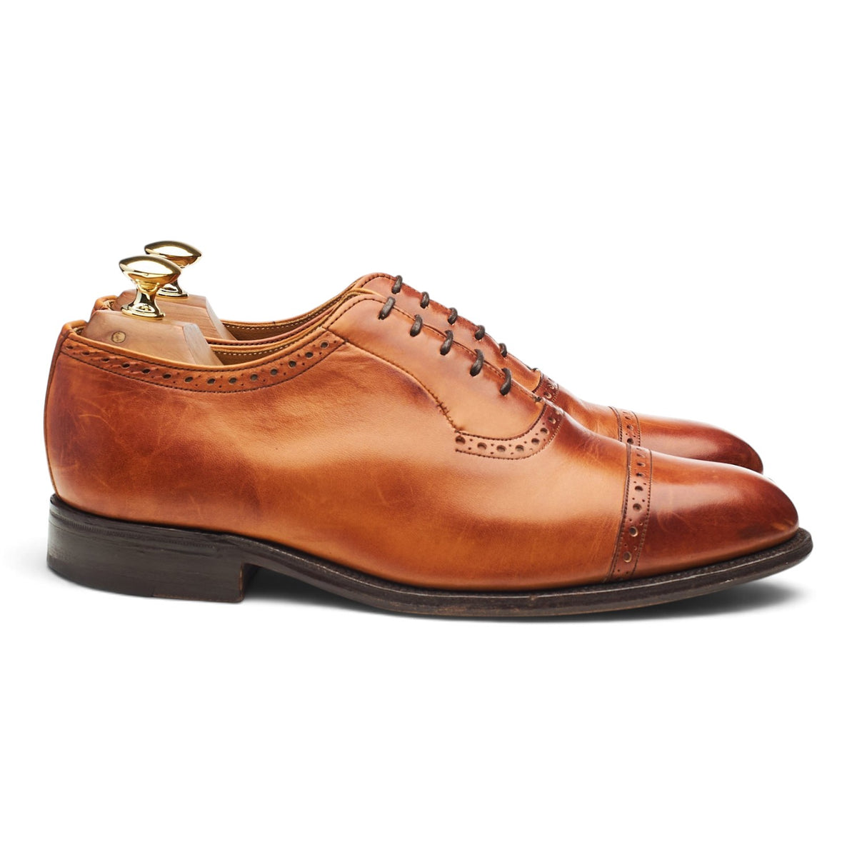 'Cologne' Tan Brown Leather Oxford Brogues UK 6.5 F