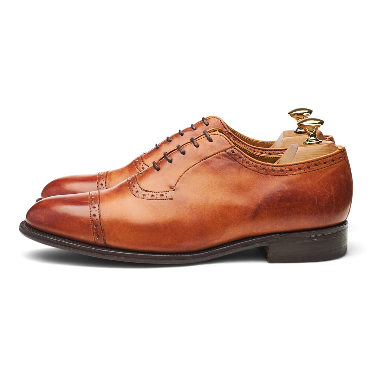 'Cologne' Tan Brown Leather Oxford Brogues UK 6.5 F