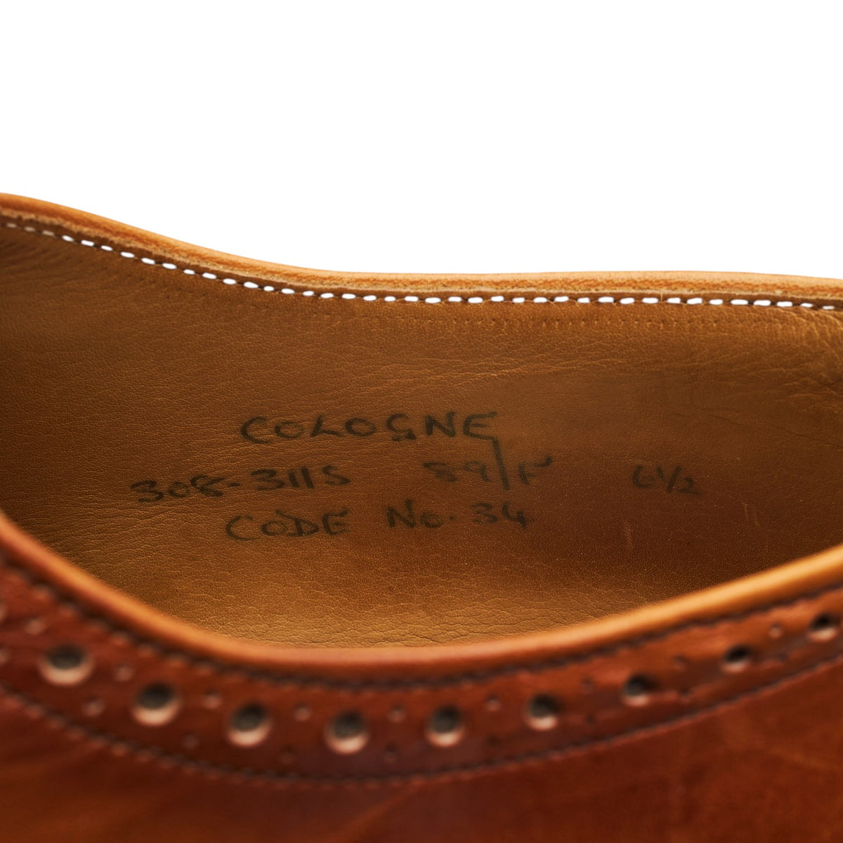 'Cologne' Tan Brown Leather Oxford Brogues UK 6.5 F
