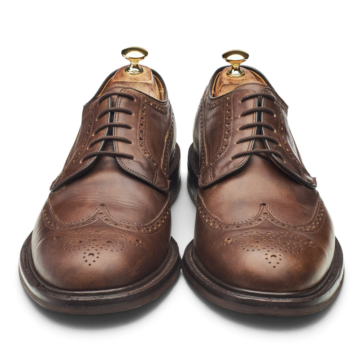 'Cotterstock II' Brown Waxed Leather Derby Brogues UK 11 F