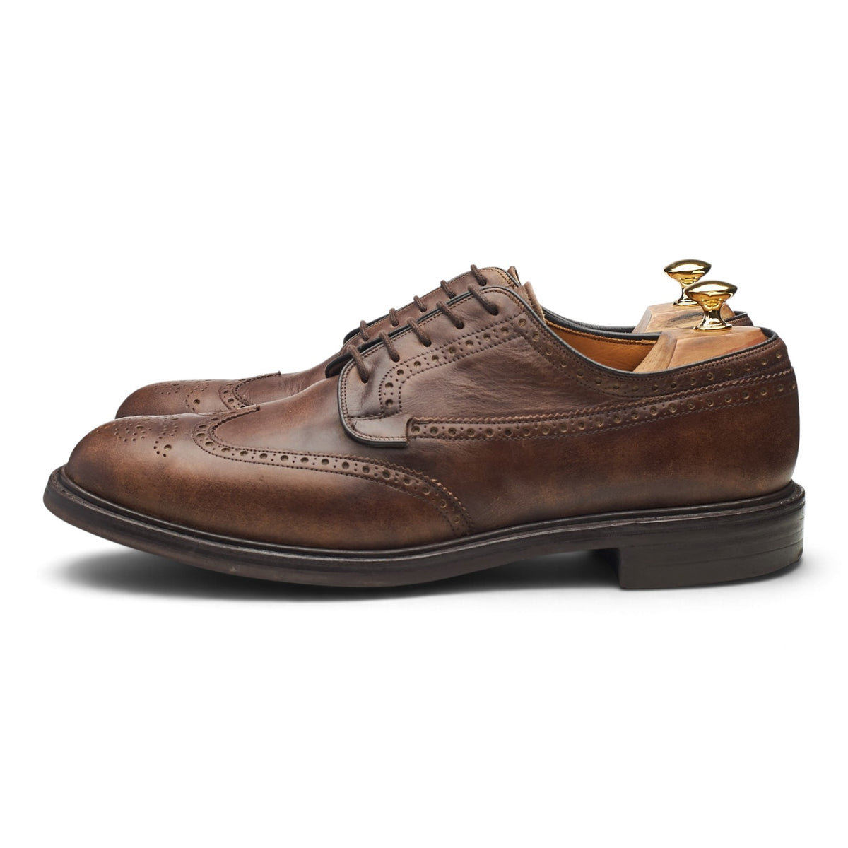 'Cotterstock II' Brown Waxed Leather Derby Brogues UK 11 F
