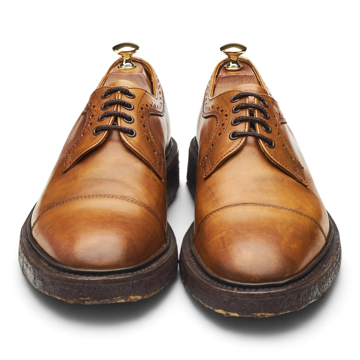 Tan Brown Leather Cap Toe Derby UK 9.5
