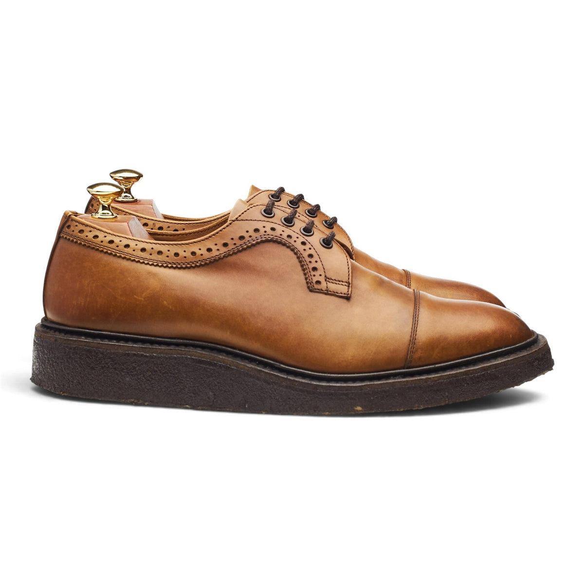 Tan Brown Leather Cap Toe Derby UK 9.5
