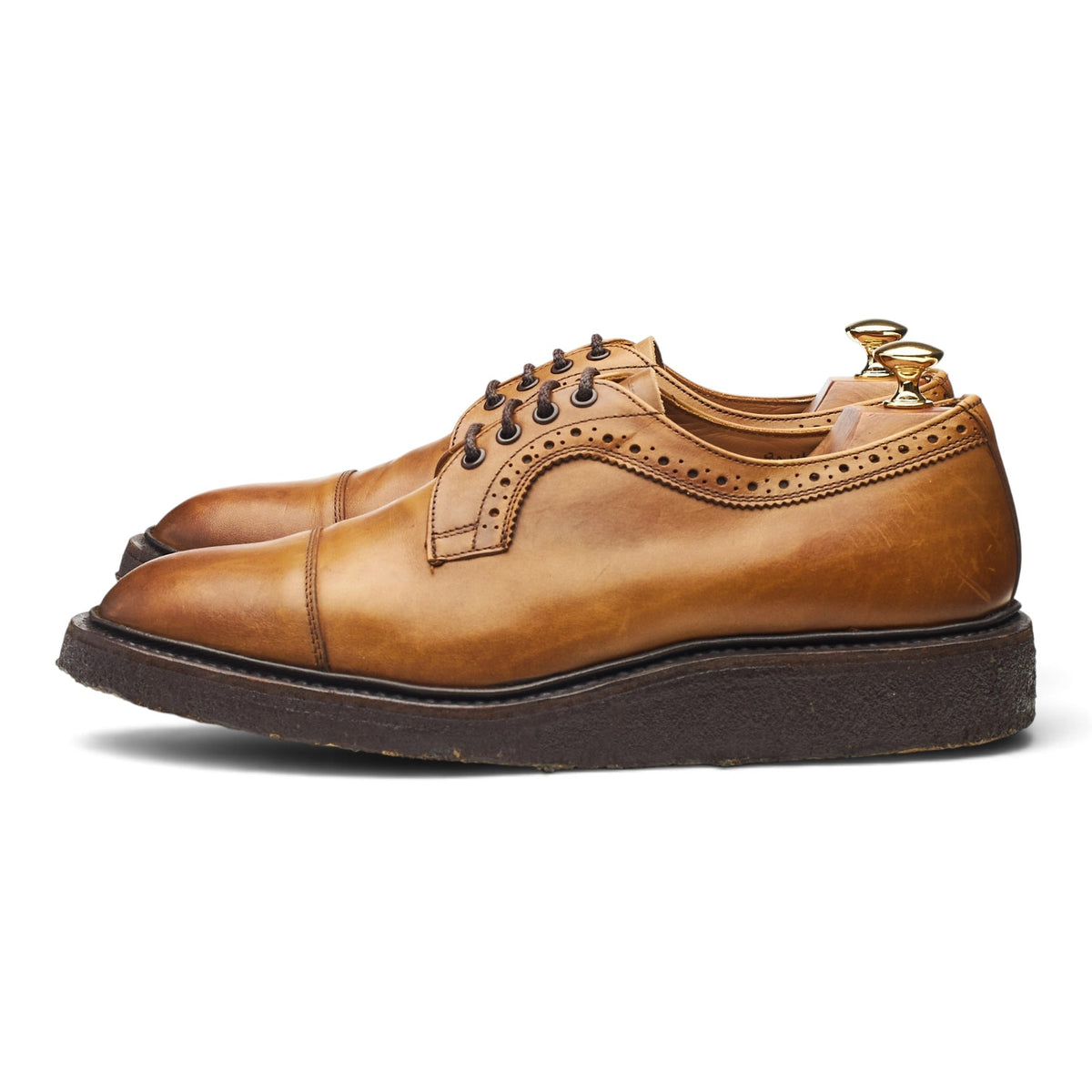 Tan Brown Leather Cap Toe Derby UK 9.5