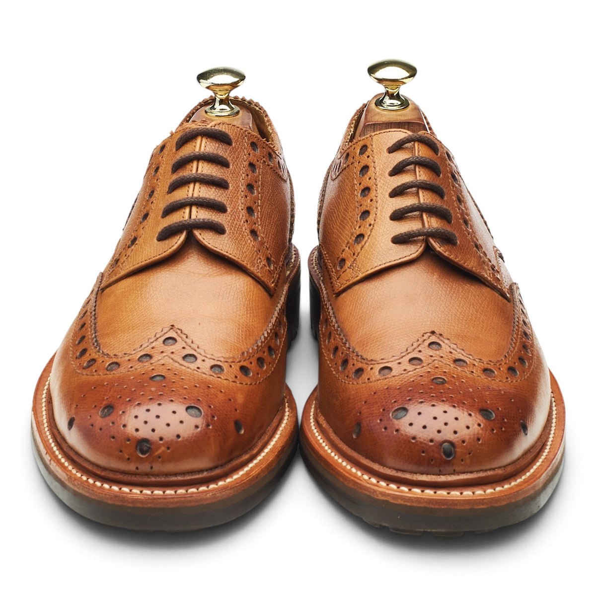 'Archie' Tan Brown Grain Leather Derby Brogues UK 7 G