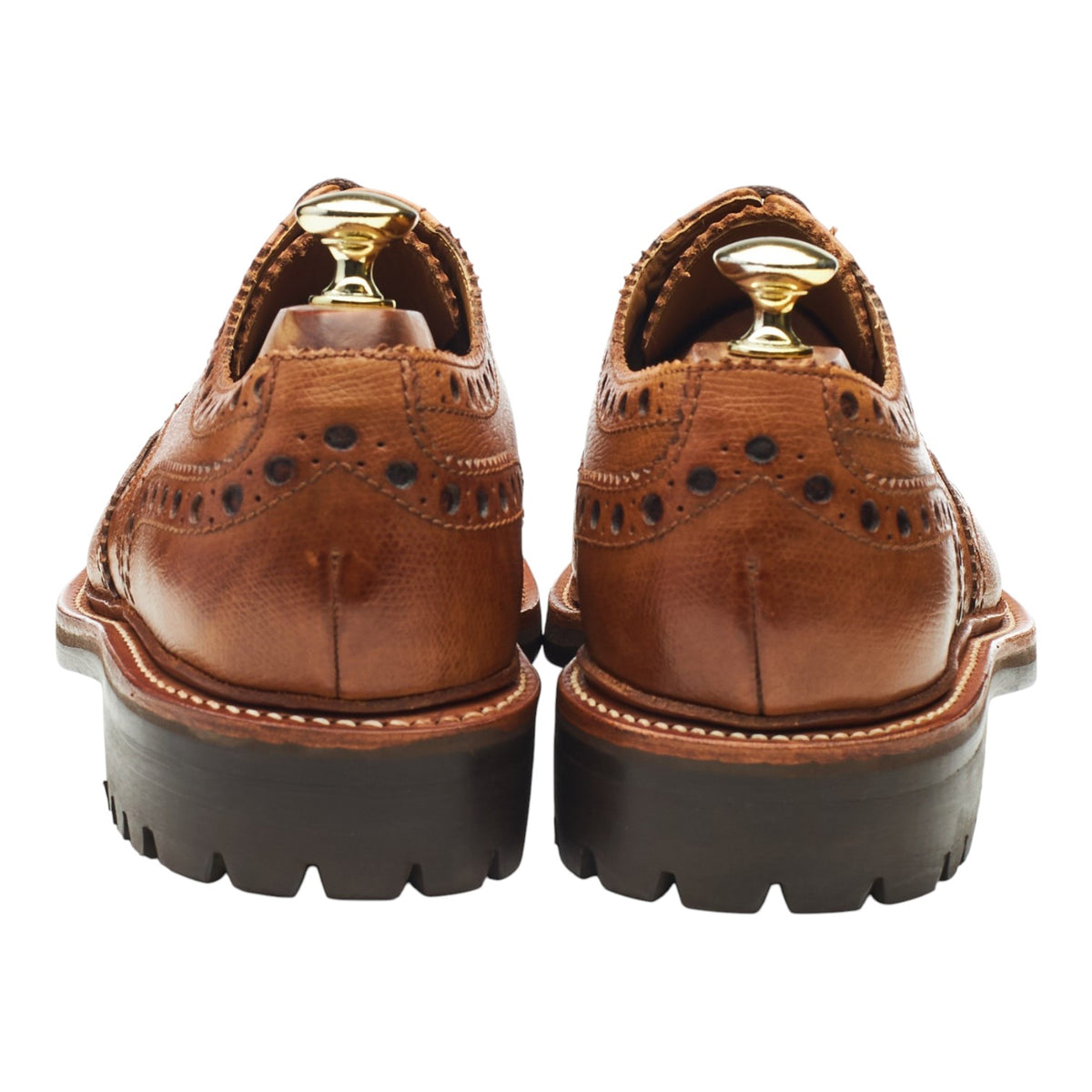 'Archie' Tan Brown Grain Leather Derby Brogues UK 7 G