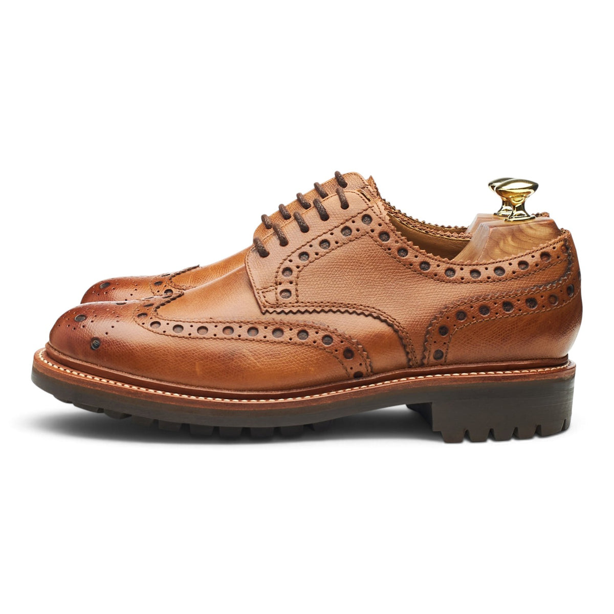 'Archie' Tan Brown Grain Leather Derby Brogues UK 7 G