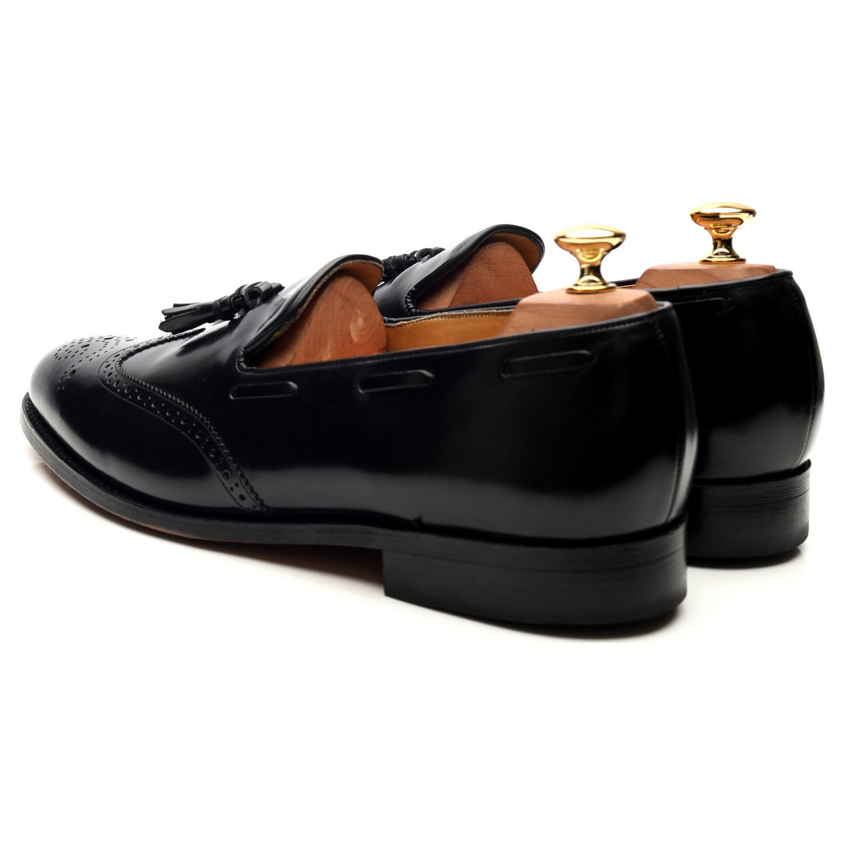 &#39;Clive&#39; Black Leather Tassel Loafers UK 9.5 F