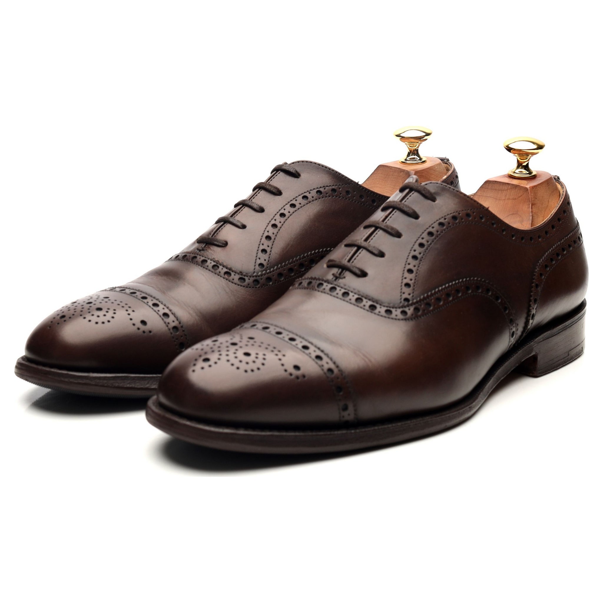 交渉中Church's Diplomat Brown Ranch Oxfide Diplomat' Dark Brown Leather Oxford Brogues UK 9 F - Abbot's Shoes
