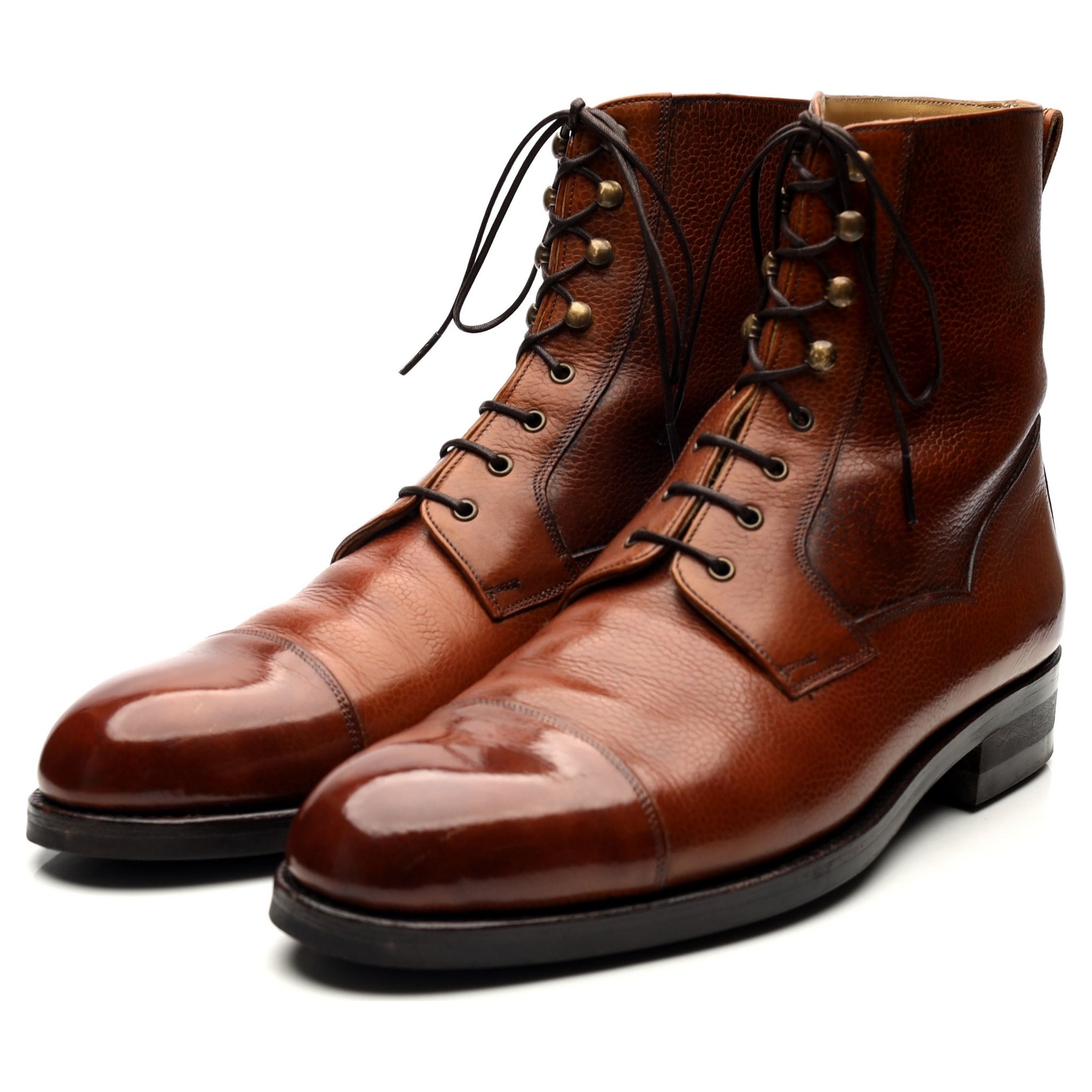 Valway」タンブラウンレザーハイブーツ UK 9 EU 43 F - Abbot