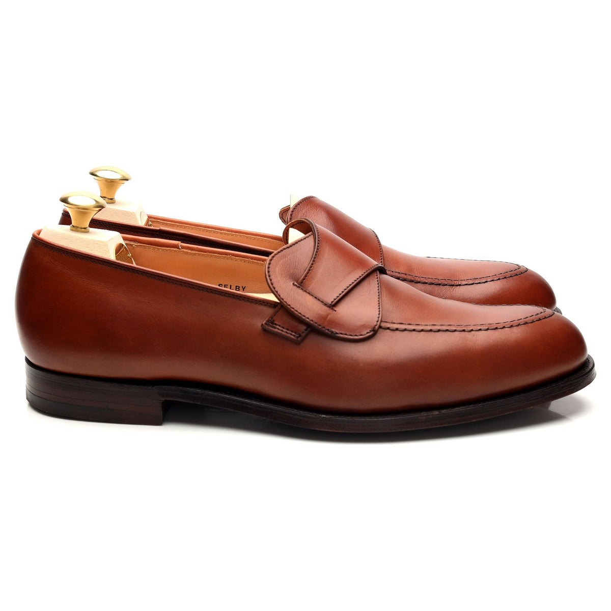 &#39;Selby&#39; Tan Brown Leather Butterfly Loafers UK 8.5 E