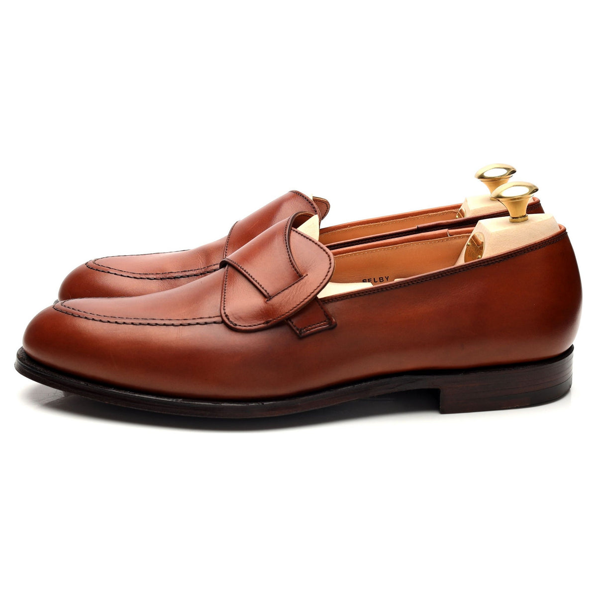 &#39;Selby&#39; Tan Brown Leather Butterfly Loafers UK 8.5 E