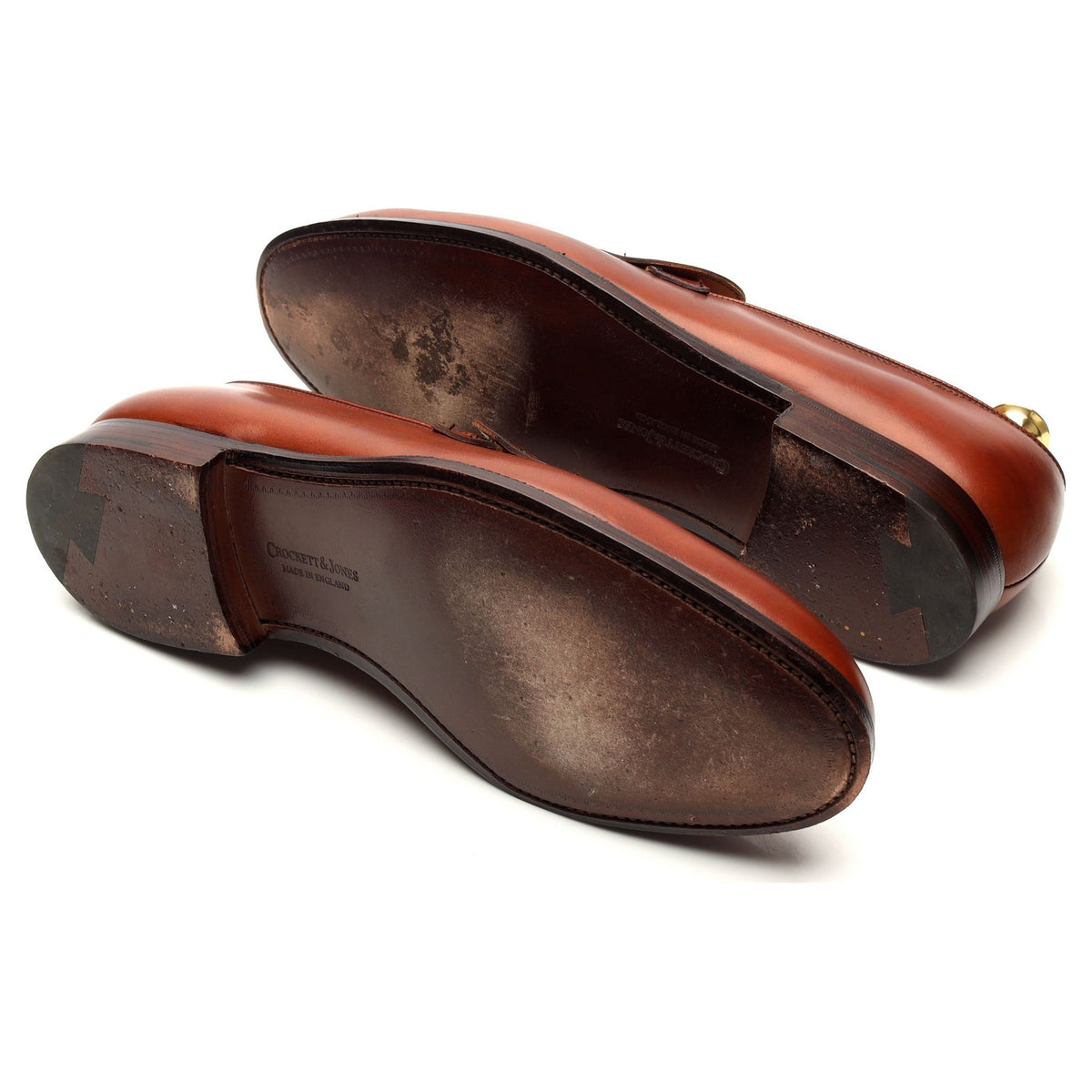 &#39;Selby&#39; Tan Brown Leather Butterfly Loafers UK 8.5 E