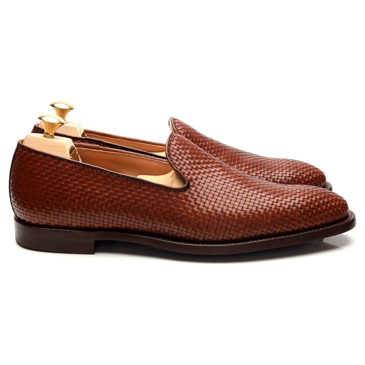 &#39;Kensington 2&#39; Tan Brown Leather Woven Loafers UK 8 E