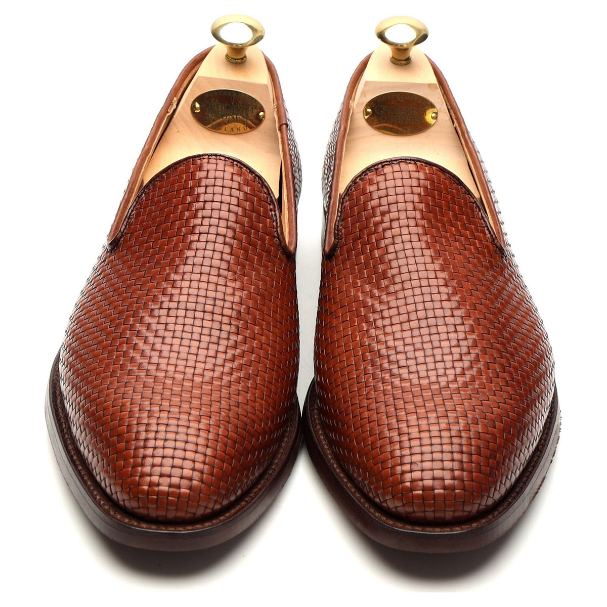 &#39;Kensington 2&#39; Tan Brown Leather Woven Loafers UK 8 E