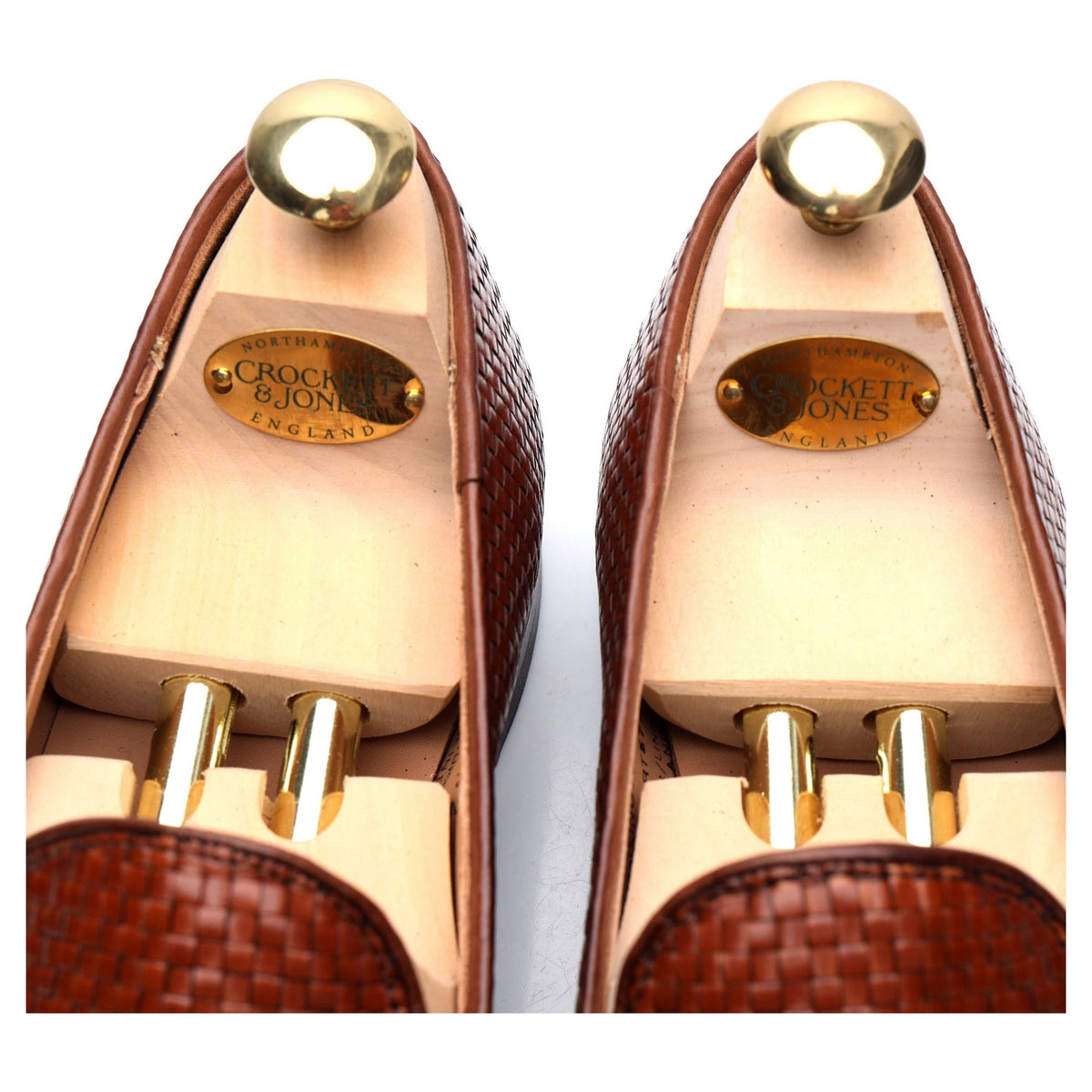 &#39;Kensington 2&#39; Tan Brown Leather Woven Loafers UK 8 E