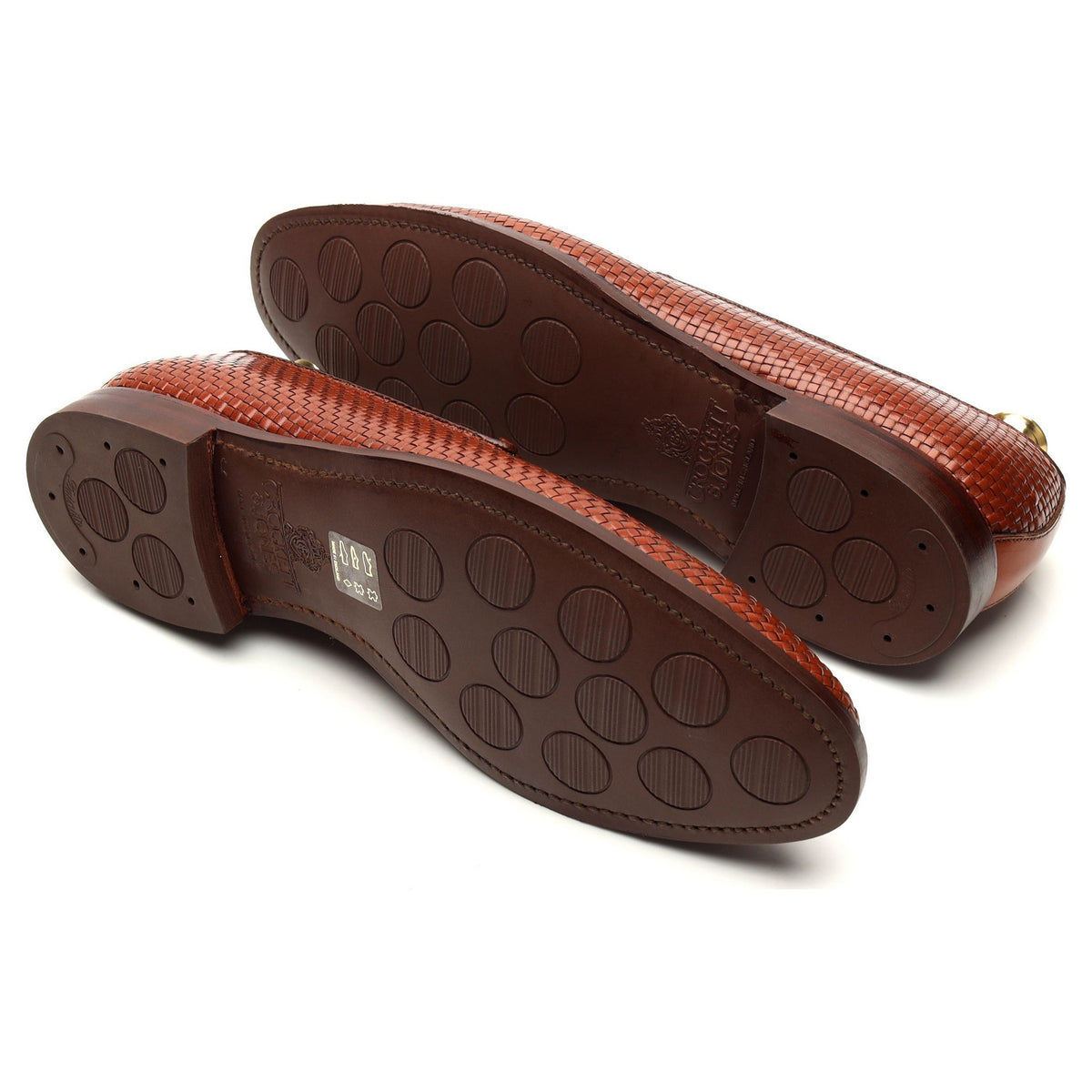 &#39;Kensington 2&#39; Tan Brown Leather Woven Loafers UK 8 E