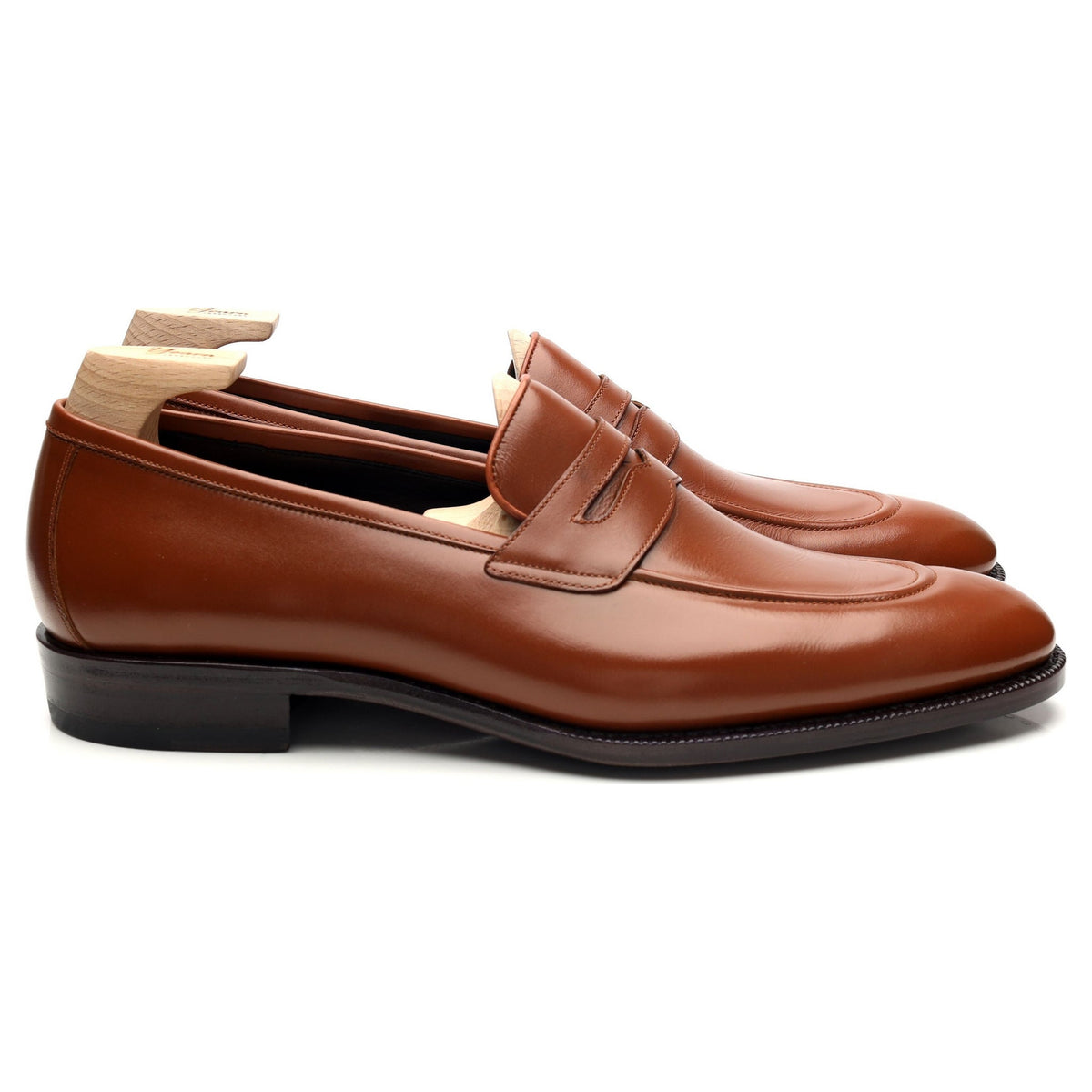 &#39;LOF 814&#39; Tan Brown Leather Loafers UK 8.5