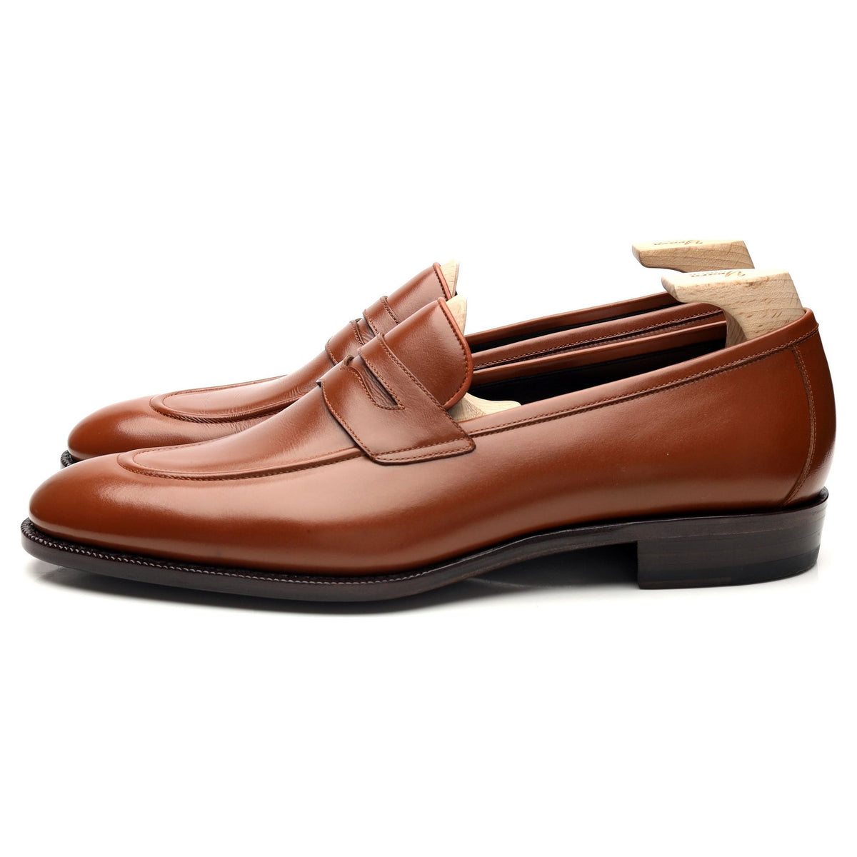 &#39;LOF 814&#39; Tan Brown Leather Loafers UK 8.5