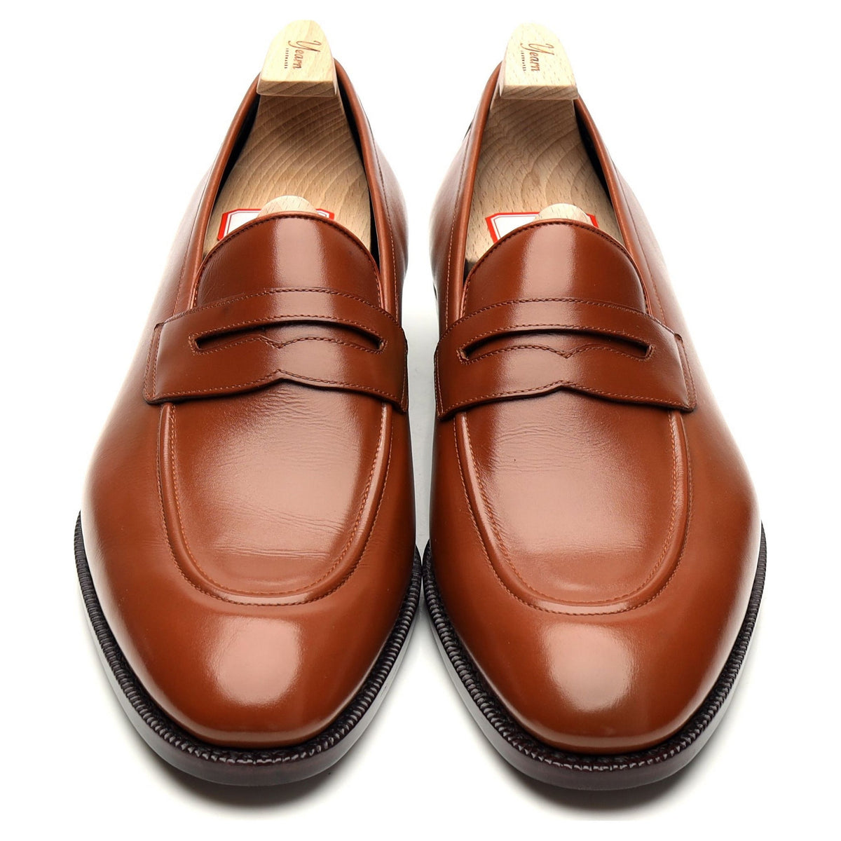 &#39;LOF 814&#39; Tan Brown Leather Loafers UK 8.5