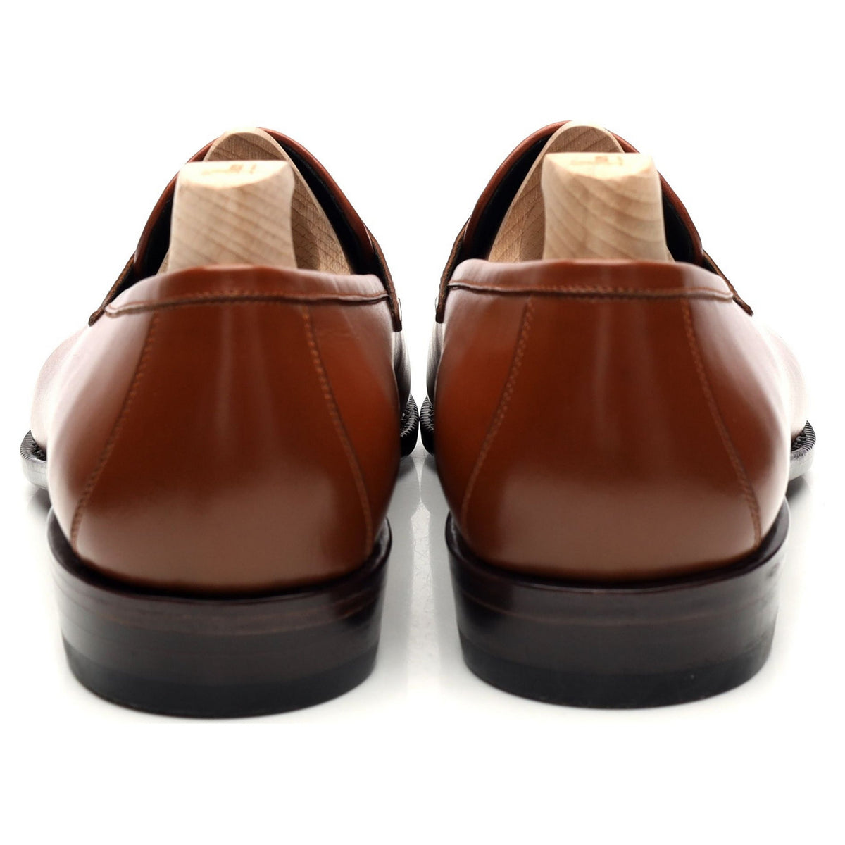 &#39;LOF 814&#39; Tan Brown Leather Loafers UK 8.5