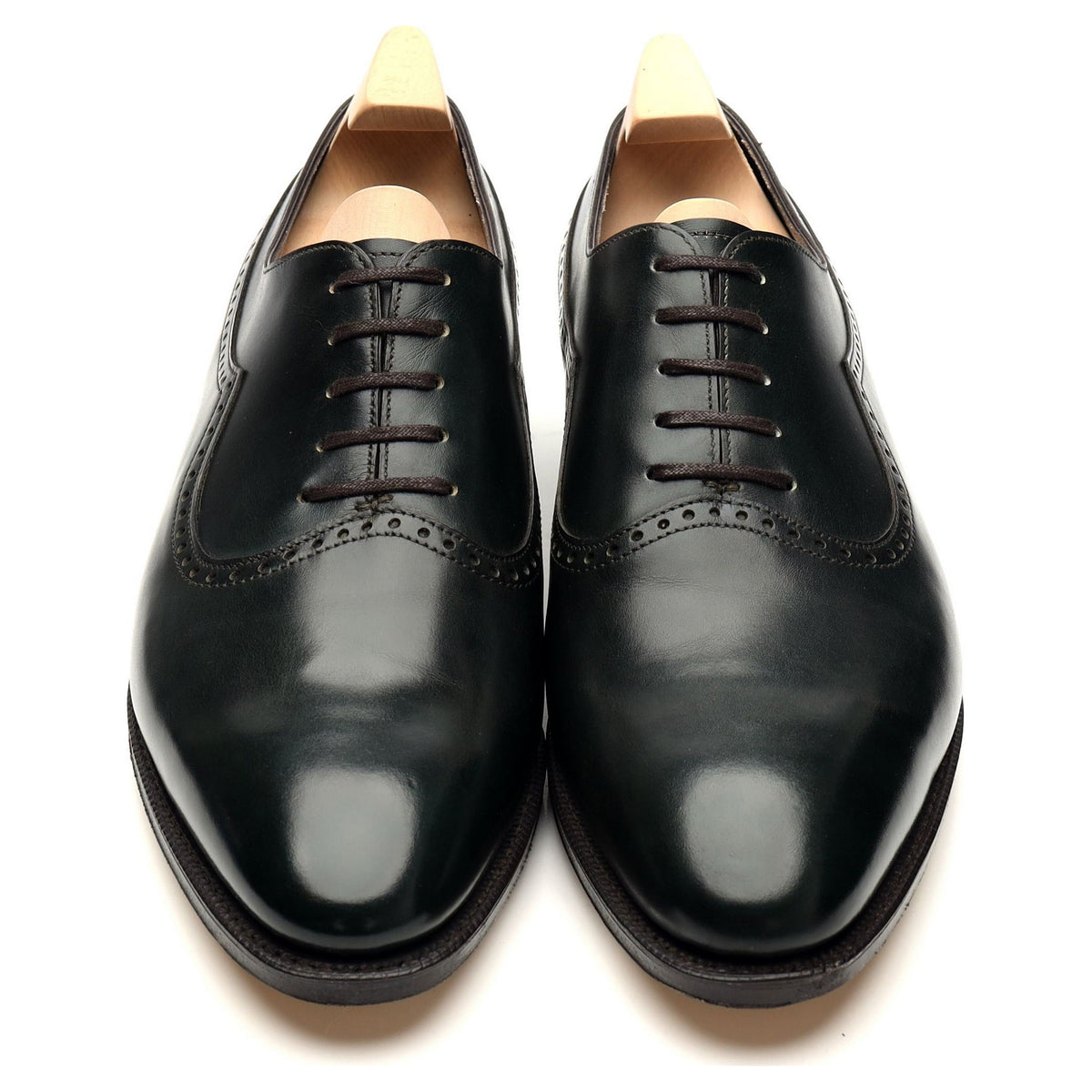 &#39;Rothley&#39; Dark Green Leather Oxford UK 8.5 E