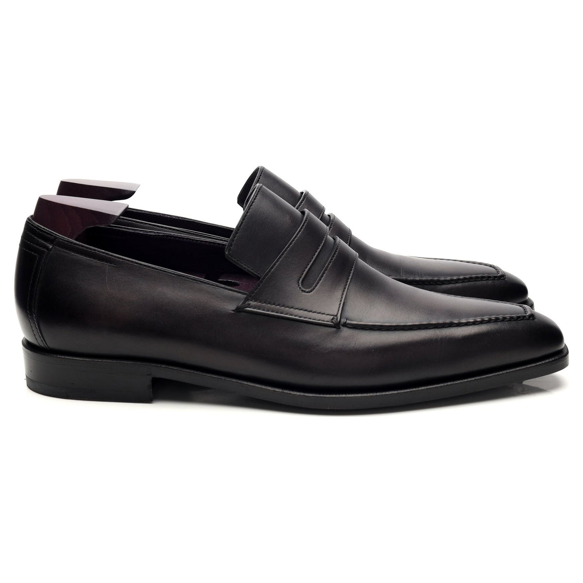 &#39;Andy&#39; Black Patina Leather Loafers UK 9