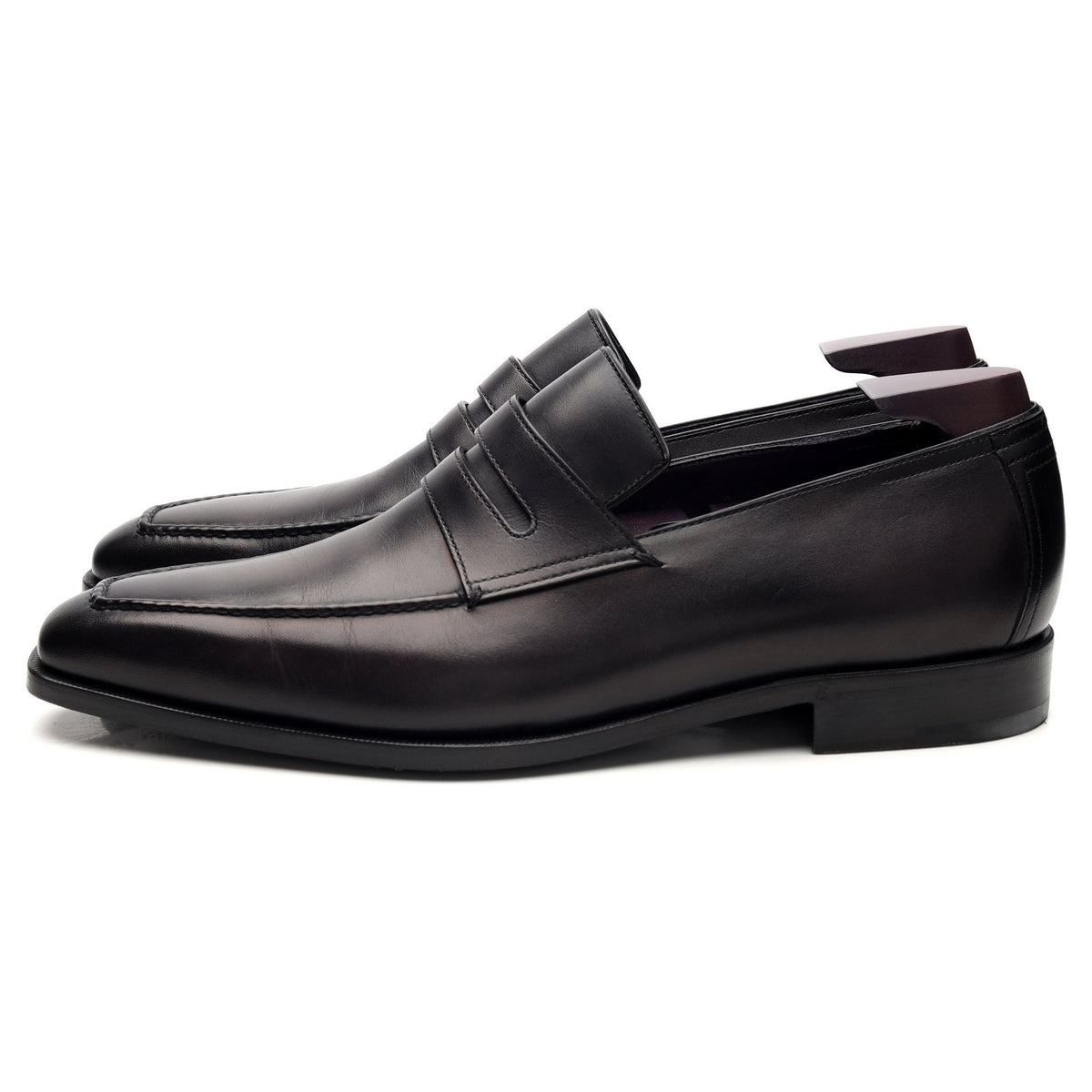 &#39;Andy&#39; Black Patina Leather Loafers UK 9