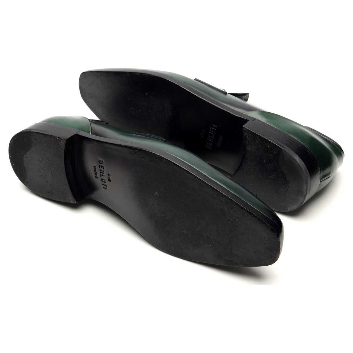 Dark Green Patina Leather Loafers UK 9