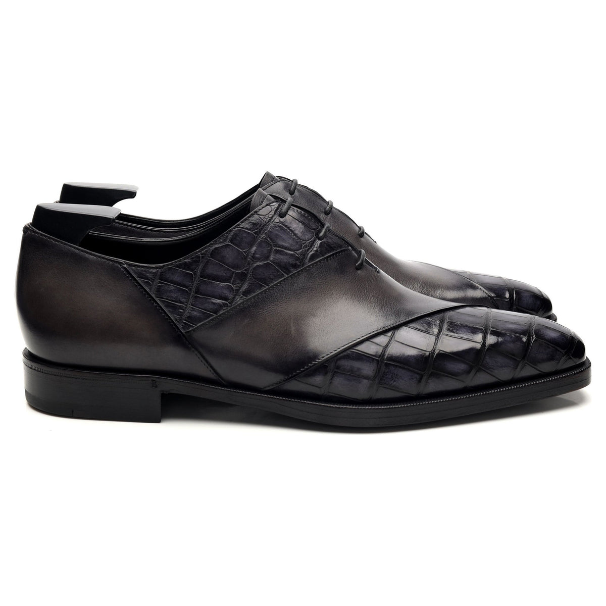 &#39;Patchwork&#39; Grey Alligator Leather Oxford UK 9