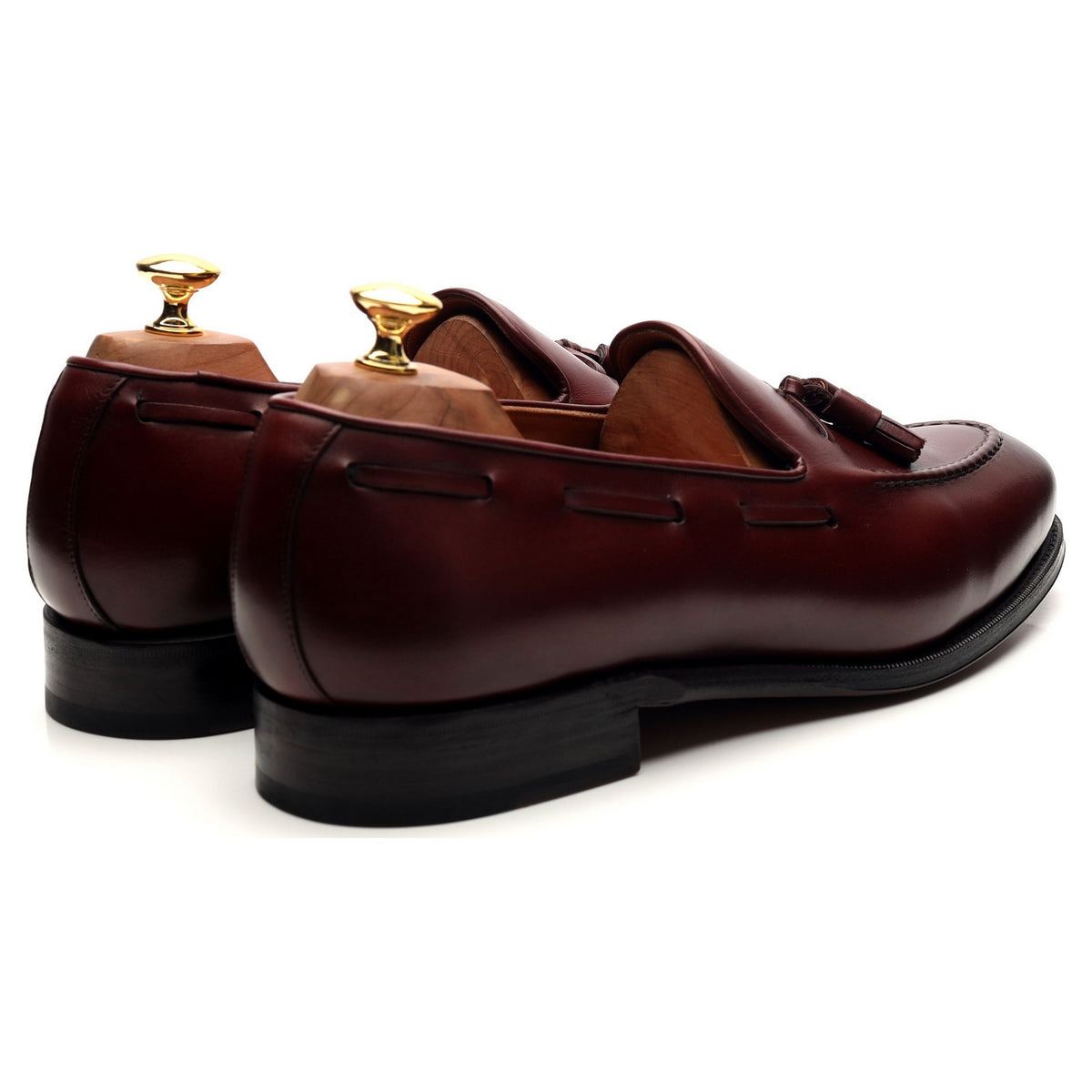 &#39;101381&#39; Burgundy Leather Tassel Loafers UK 10