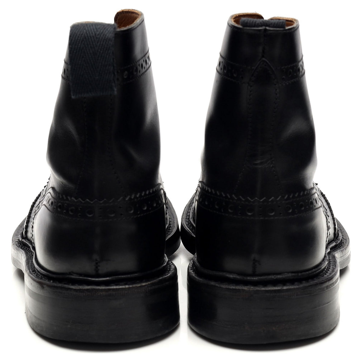 &#39;Stow&#39; Black Leather Brogue Boots UK 6