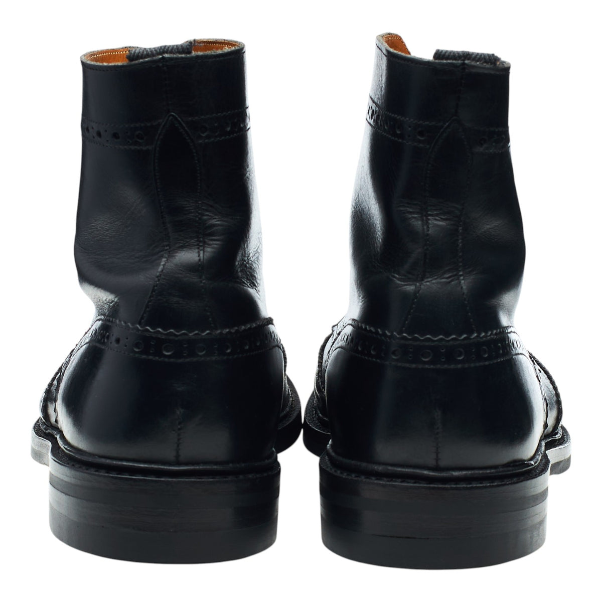 'Stow' Black Leather Brogue Boots UK 10