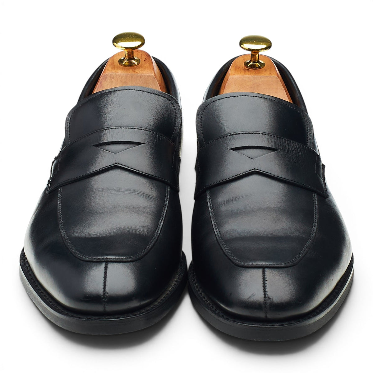 'Parham' Black Leather Split Toe Loafers UK 8 F