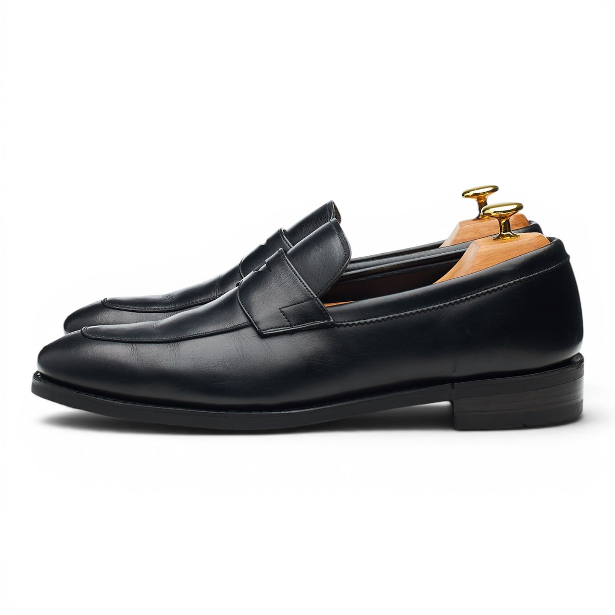 'Parham' Black Leather Split Toe Loafers UK 8 F