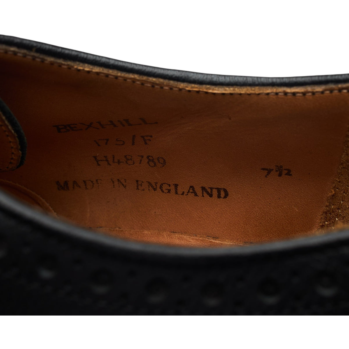 'Bexhill' Black Leather Derby Brogues UK 7.5 F