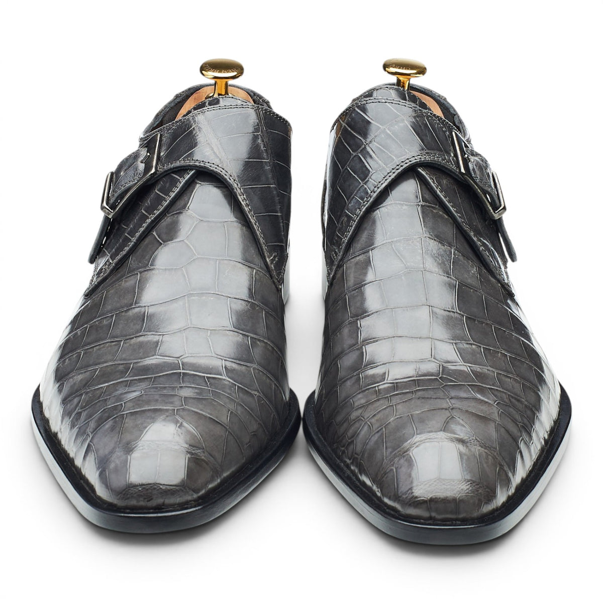 Grey Alligator Leather Monk Strap UK 12 EU 46