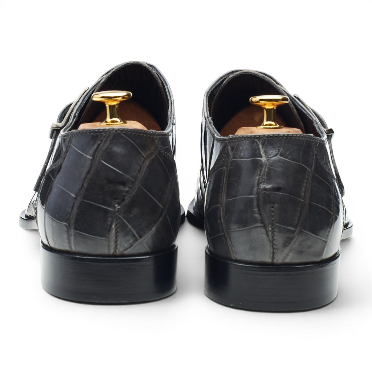 Grey Alligator Leather Monk Strap UK 12 EU 46