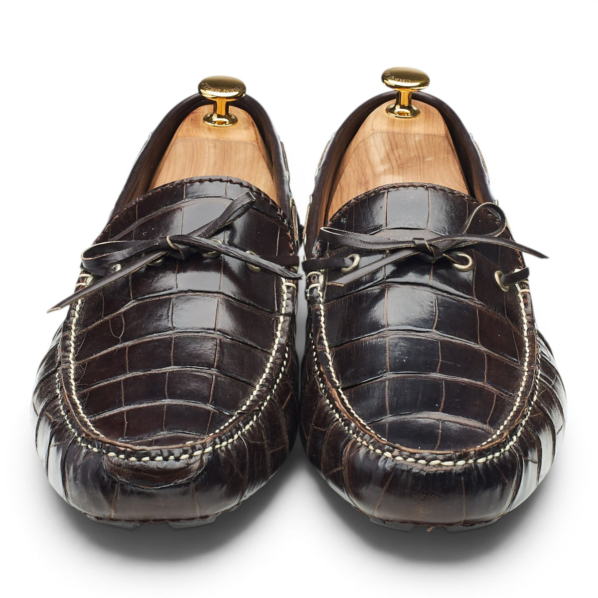 Ernesto Dolani Dark Brown Alligator Leather Driving Loafers UK 12 EU 46