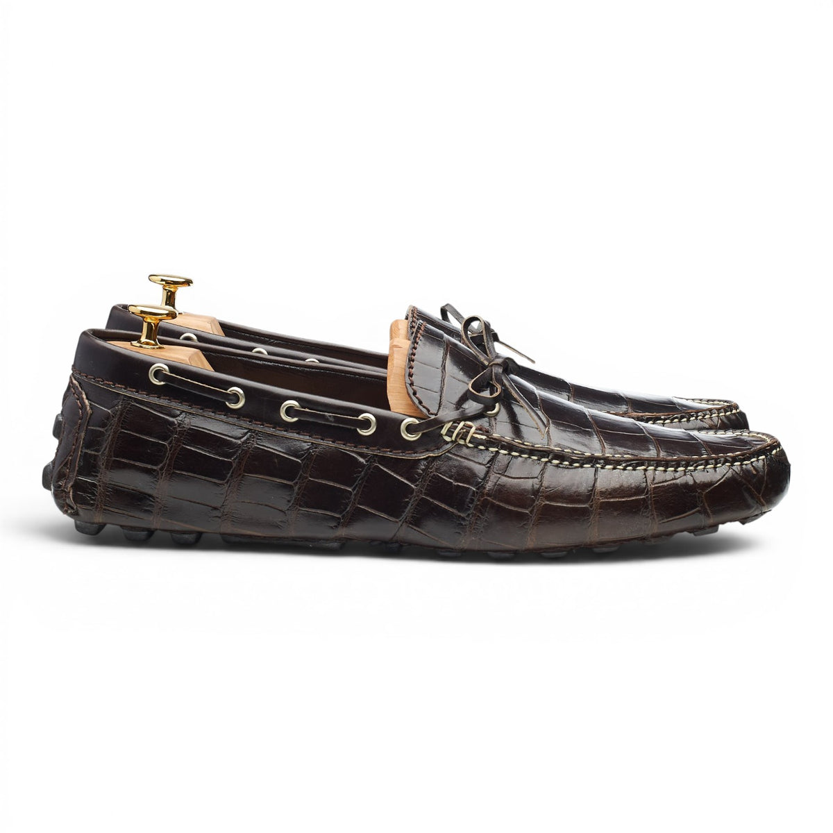 Ernesto Dolani Dark Brown Alligator Leather Driving Loafers UK 12 EU 46