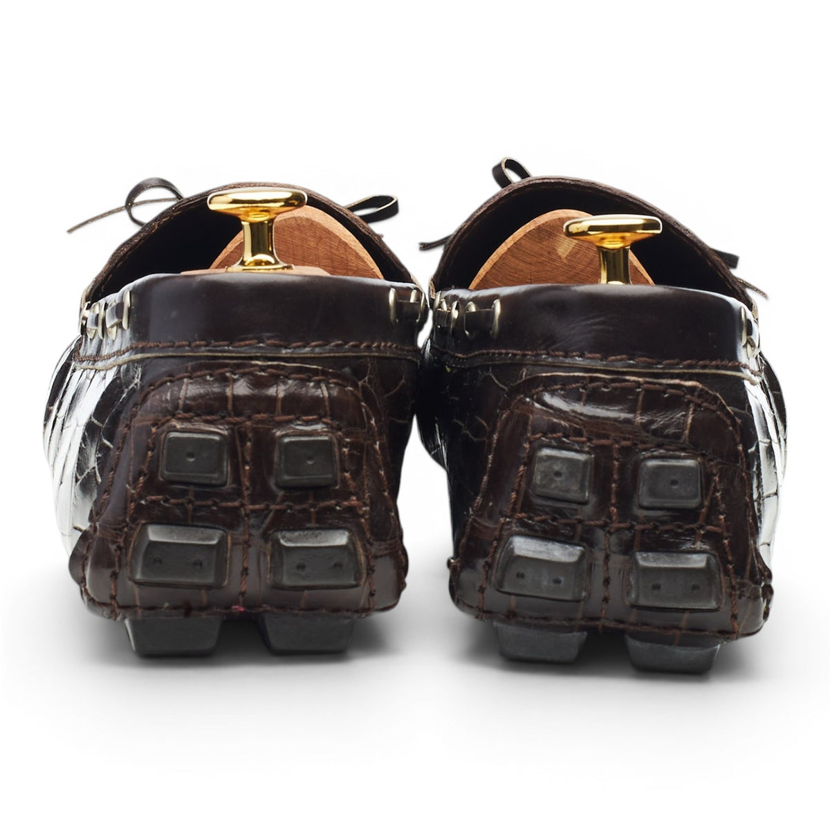 Ernesto Dolani Dark Brown Alligator Leather Driving Loafers UK 12 EU 46