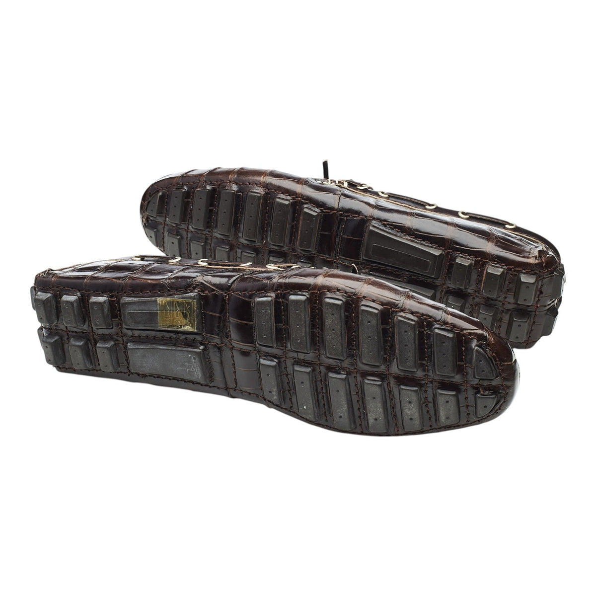 Ernesto Dolani Dark Brown Alligator Leather Driving Loafers UK 12 EU 46