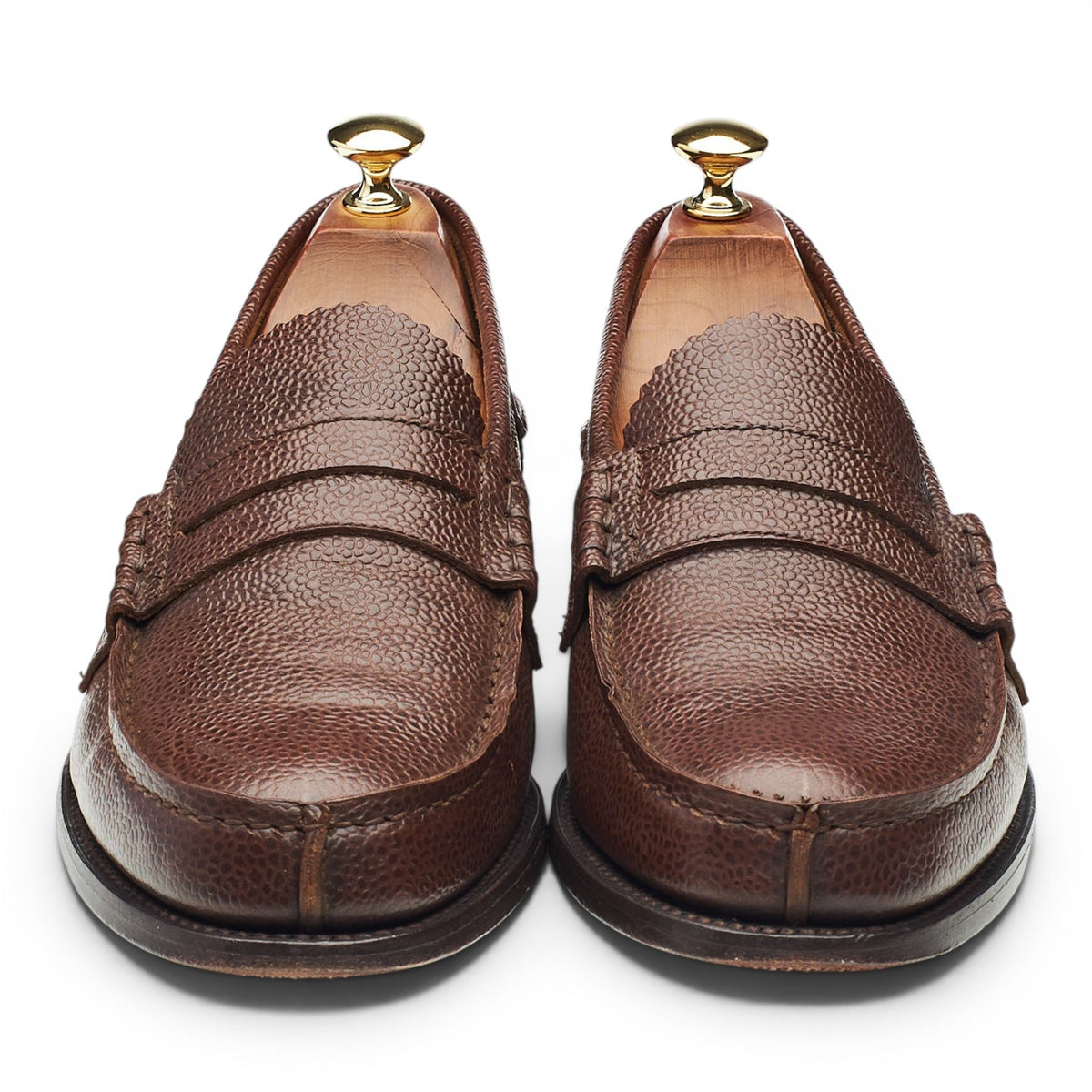 'Arran' Brown Grain Unlined Leather Loafers UK 9.5 F
