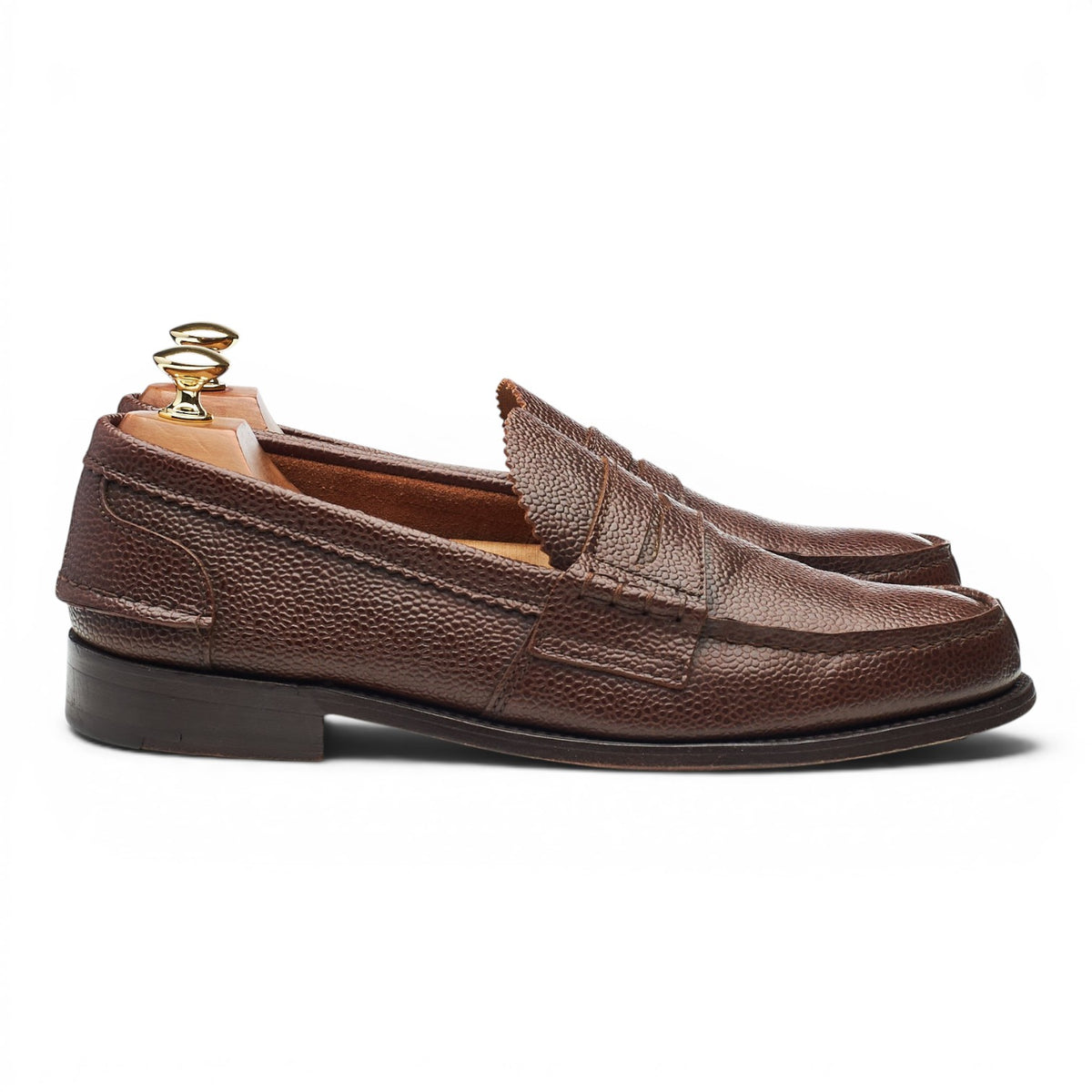 'Arran' Brown Grain Unlined Leather Loafers UK 9.5 F