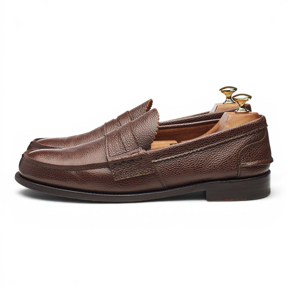 'Arran' Brown Grain Unlined Leather Loafers UK 9.5 F