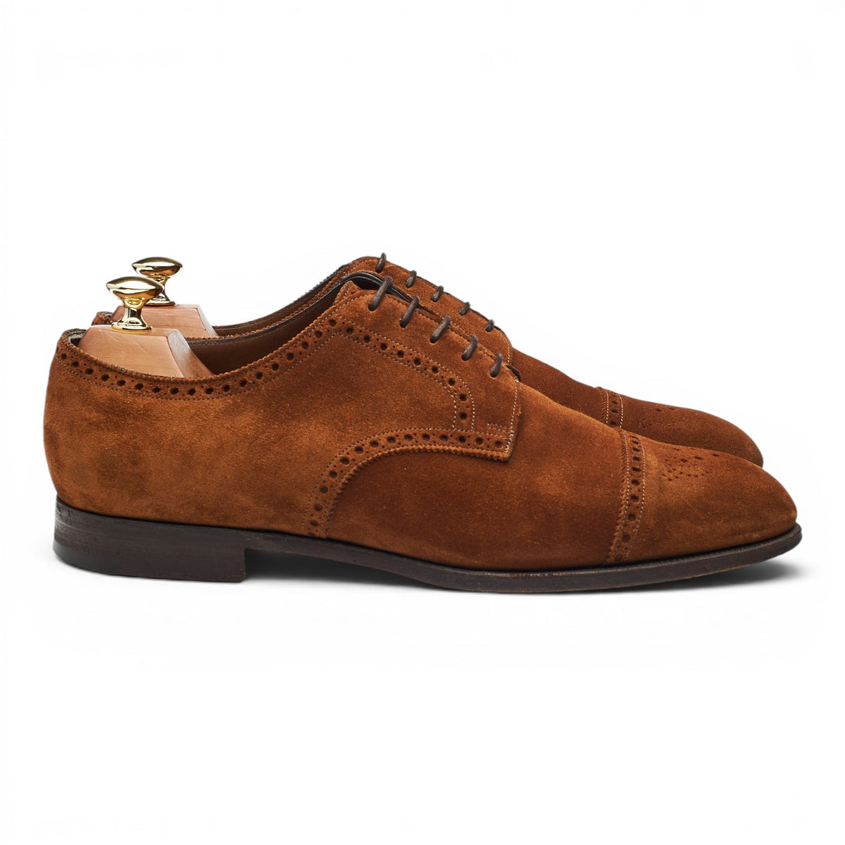 'Cardiff' Snuff Brown Suede Derby Brogues UK 9.5 F
