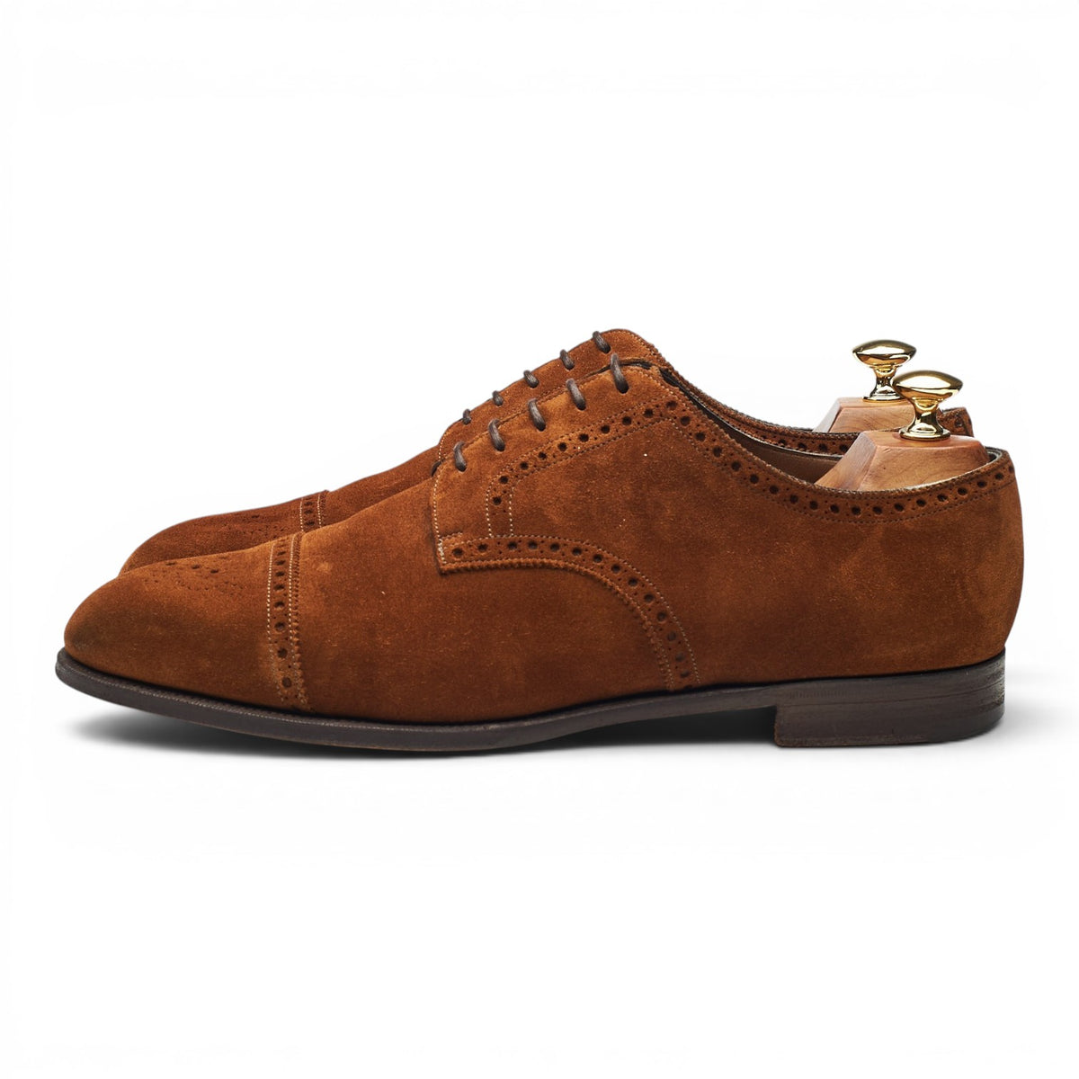 'Cardiff' Snuff Brown Suede Derby Brogues UK 9.5 F